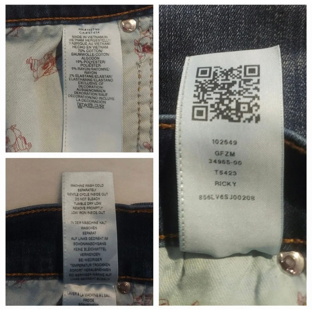 True Religion Mens Ricky No Flap Relaxed Fit Straight Leg Jeans Size 46/33